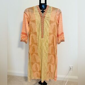 Women’s Peach and Cream Pakistani Kurta Set